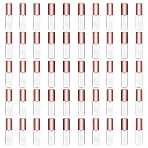 Mydio Clear Empty Lip Gloss Tubes with Rose Gold Lid, 50 Pack 1.2ml | Leak Proof Containers for DIY Lip Balm & Eyelash Growth Oil thumbnail 1