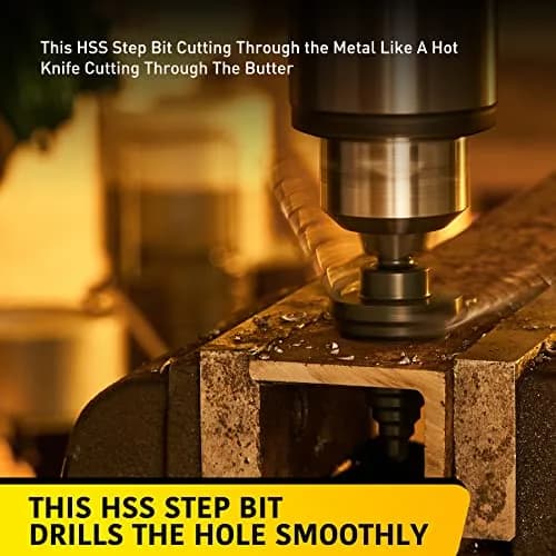 Anfrere 10 Sizes Step Drill Bit Set 1/4 to 1-3/8 Inches | High Speed Steel with Titanium Coating for Sheet Metal thumbnail 2