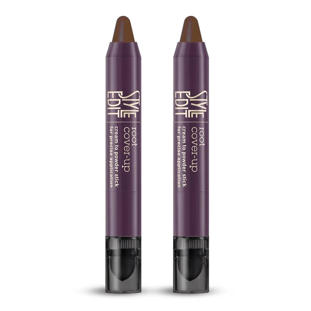 STYLE EDIT Root Touch Up Stick | Temporary Hair Color for Gray Roots | Transfer-Resistant, Salon-Quality | Medium Brown, 0.11 oz (Pack of 2) — MEDIUM BROWN
