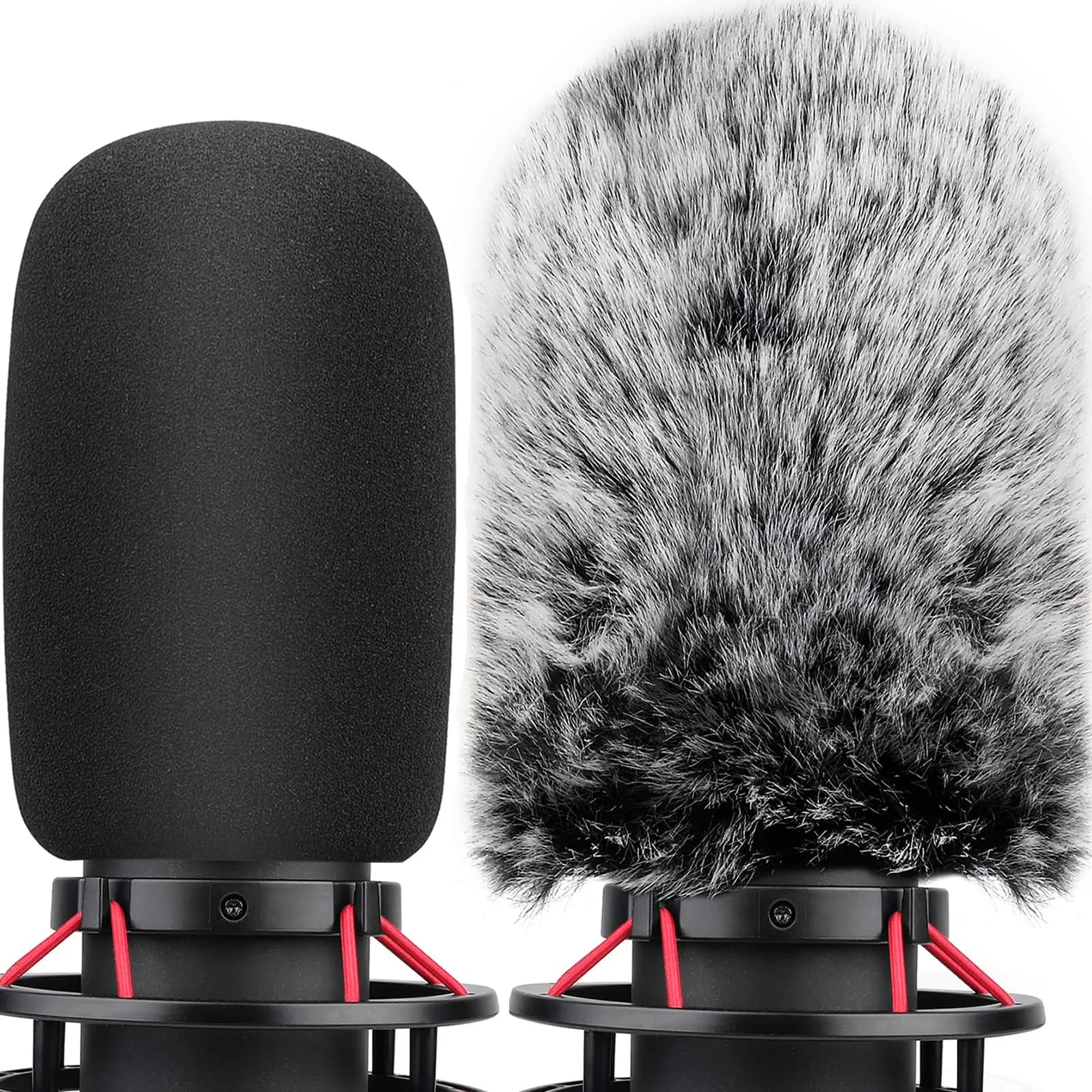ChromLives Microphone Windscreen & Foam Cover 2-Pack for Zoom H5 H6 | Furry & Foam Wind Muff Set — Mic Cover for Hyper X