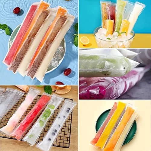 FEBSNOW Disposable Ice Popsicle Mold Bags 120 Pack | BPA-Free, Zip Sealed, 11x2 Inch thumbnail 3
