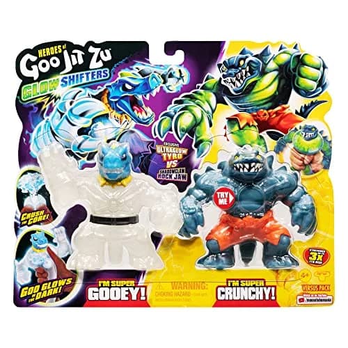 Heroes of Goo Jit Zu Glow Shifters Versus Pack Ultraglow Tyro VS Shadowclaw Rock Jaw | Glow-in-the-Dark Goo Transformation thumbnail 2
