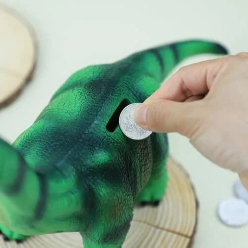 MASSJOY Resin Large Brachiosaurus Piggy Bank | Eco-Friendly Kid's Coin Bank (16in x 12in) thumbnail 4