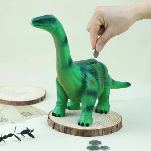 MASSJOY Resin Large Brachiosaurus Piggy Bank | Eco-Friendly Kid's Coin Bank (16in x 12in) thumbnail 2