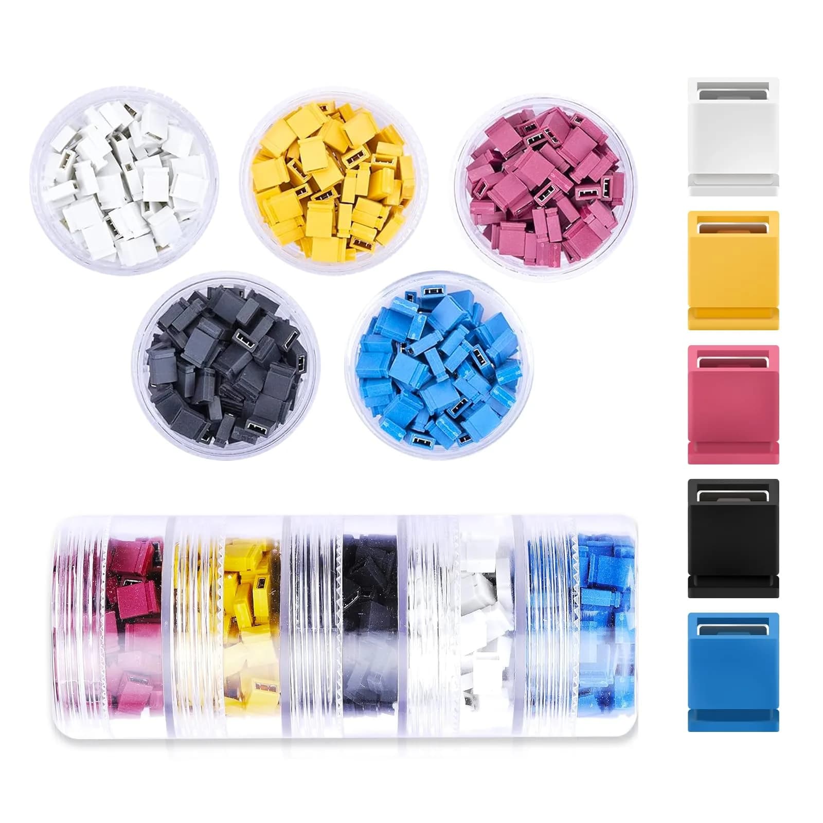 CQRobot 500 Pieces Standard Computer Jumper Caps Header Pin Shunt 2.54mm (0.1 Inch) | 5 Colors, 100 Each