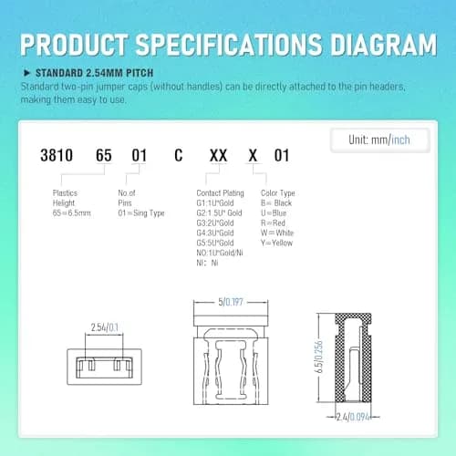 CQRobot 500 Pieces Standard Computer Jumper Caps Header Pin Shunt 2.54mm (0.1 Inch) | 5 Colors, 100 Each thumbnail 4