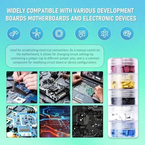CQRobot 500 Pieces Standard Computer Jumper Caps Header Pin Shunt 2.54mm (0.1 Inch) | 5 Colors, 100 Each thumbnail 5