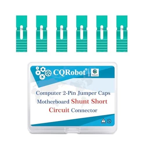 CQRobot 100 Pieces Green Standard Computer Jumper Caps with Handle 2.54mm (0.1 Inch) | For Arduino Raspberry Pi PCB PC DVD HDD Motherboard thumbnail 1