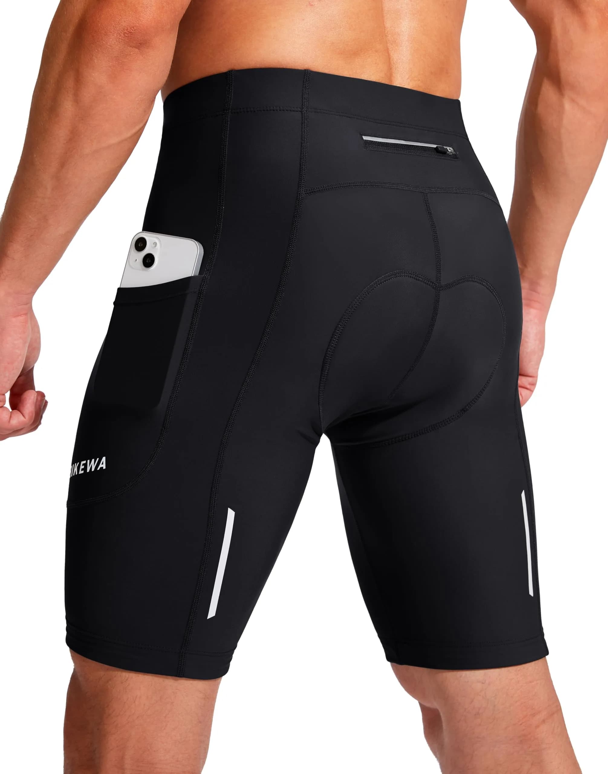 Bikewa Shorts for Men 3D Padded Cycling | Breathable, Quick Dry, UPF 50+ (Large) — Black