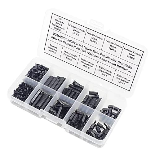 MCMASKE M2 Black Nylon Hex Standoff Spacer Kit 380PCS | For PCB, Arduino, Raspberry Pi Projects thumbnail 5