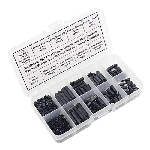 MCMASKE M2 Black Nylon Hex Standoff Spacer Kit 380PCS | For PCB, Arduino, Raspberry Pi Projects thumbnail 3