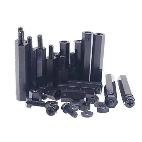 MCMASKE M2.5 Black Nylon Hex Standoffs Screws Nuts Flat Washers Kit | 450PCS for PCB, Arduino, Raspberry Pi thumbnail 5