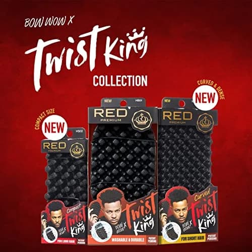 Red by Kiss Bow Wow X Twist King Luxury Twist Styler Washable, Durable, Crumb Free, Twist Brush for Afro Curl thumbnail 7