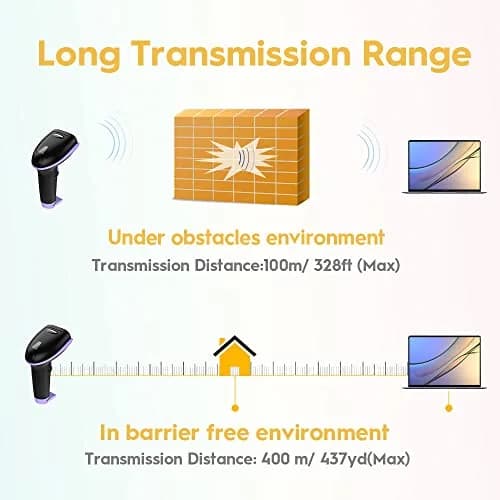 NADAMOO Wireless Barcode Scanner 1D Laser Violet | 400m Transmission Distance thumbnail 3