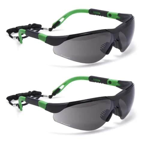 ProtectX Super Light Safety Glasses, Pathfinder Tinted Smoke | Impact & Scratch Resistant, Adjustable, ANSI Z87.1 Rated, UV AB Protection, 2 Pack thumbnail 1