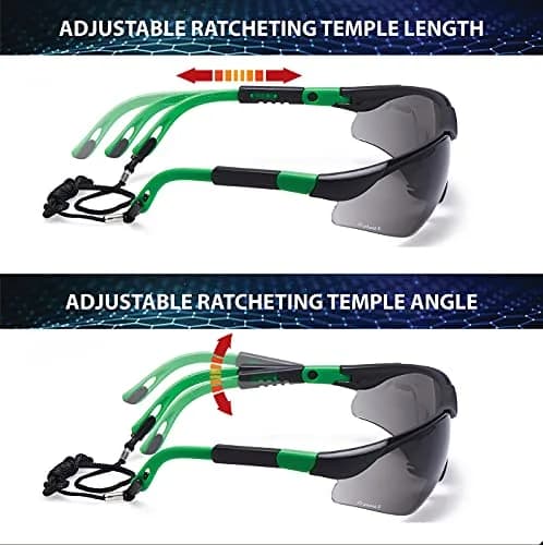 ProtectX Super Light Safety Glasses, Pathfinder Tinted Smoke | Impact & Scratch Resistant, Adjustable, ANSI Z87.1 Rated, UV AB Protection, 2 Pack thumbnail 5