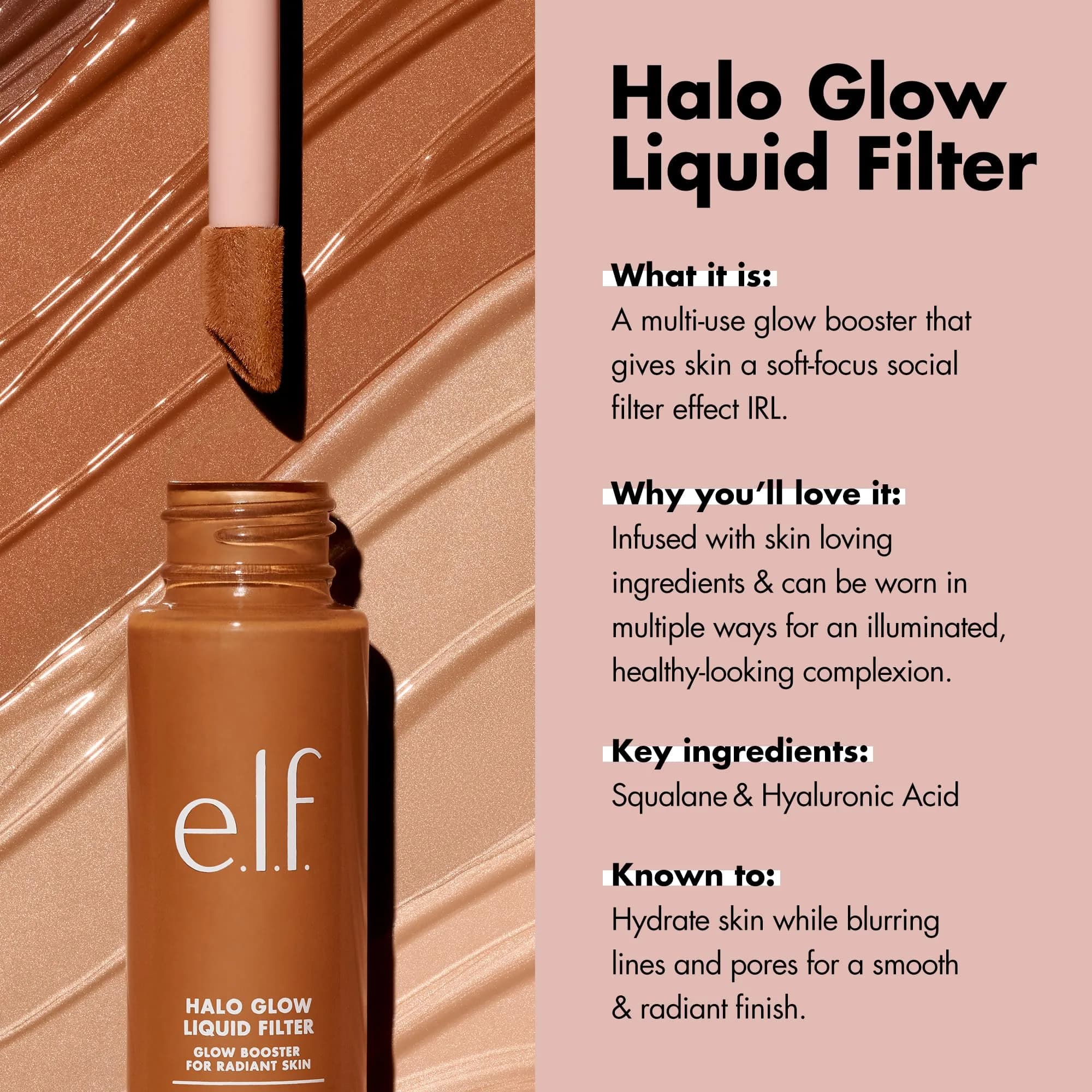 e.l.f. Halo Glow Liquid Filter 30ml (1.06 Fl Oz) | Complexion Booster For A Glowing, Soft-Focus Look - view 3