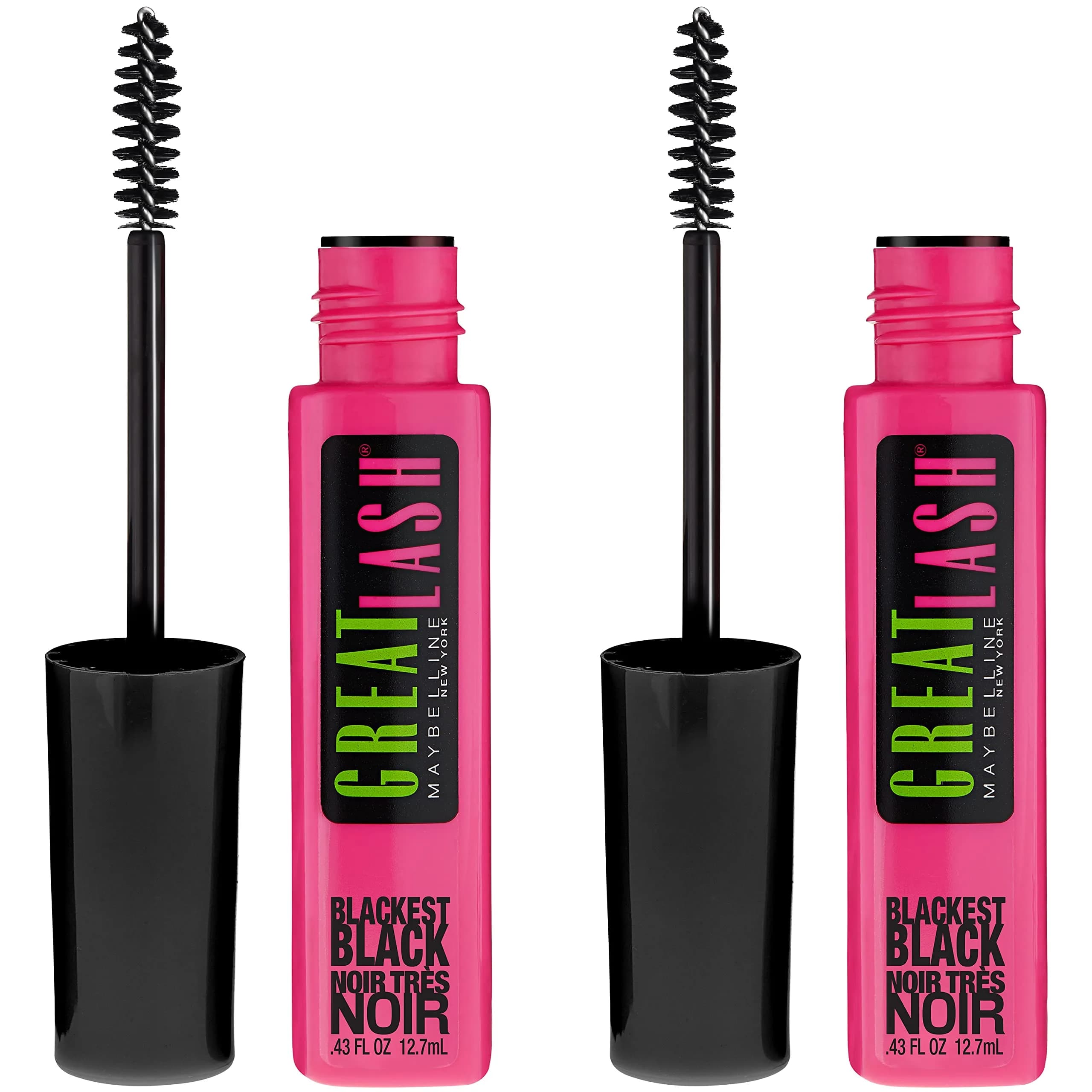 Maybelline Great Lash Washable Mascara Makeup, Blackest Black, 2 Count | Volumizing & Conditioning Formula - main product image