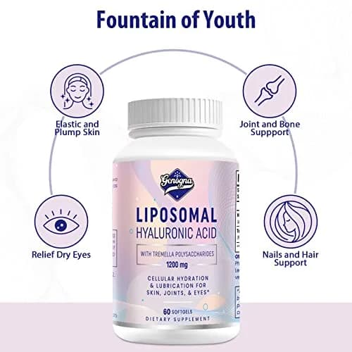 Genogna Liposomal Hyaluronic Acid Supplement 1000mg 60 Softgels | Skin & Hair Support with Superior Absorption thumbnail 5
