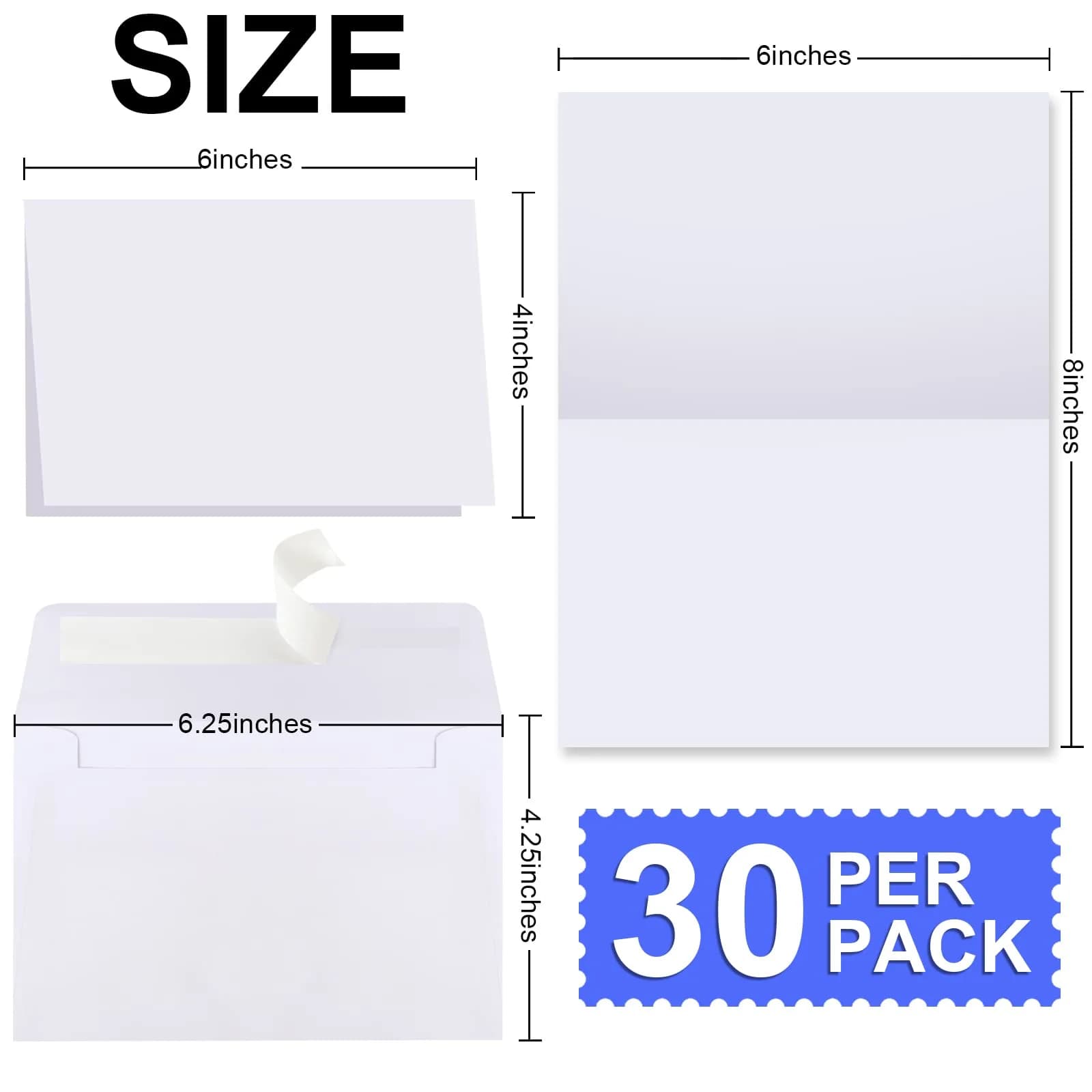 Joyberg White Blank Cards and Envelopes (4x6 Inch, 30 Pack) | Professional Quality DIY Invitation Cardstock - view 2