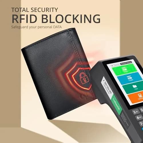 Oak Leathers Trifold Wallet RFID Blocking Slim with ID Window, Classic Black 1.27 cm (1 inch) thumbnail 5