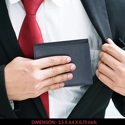 Oak Leathers Classic Navy Leather Trifold Wallet with RFID Blocking & ID Window | 40g thumbnail 4