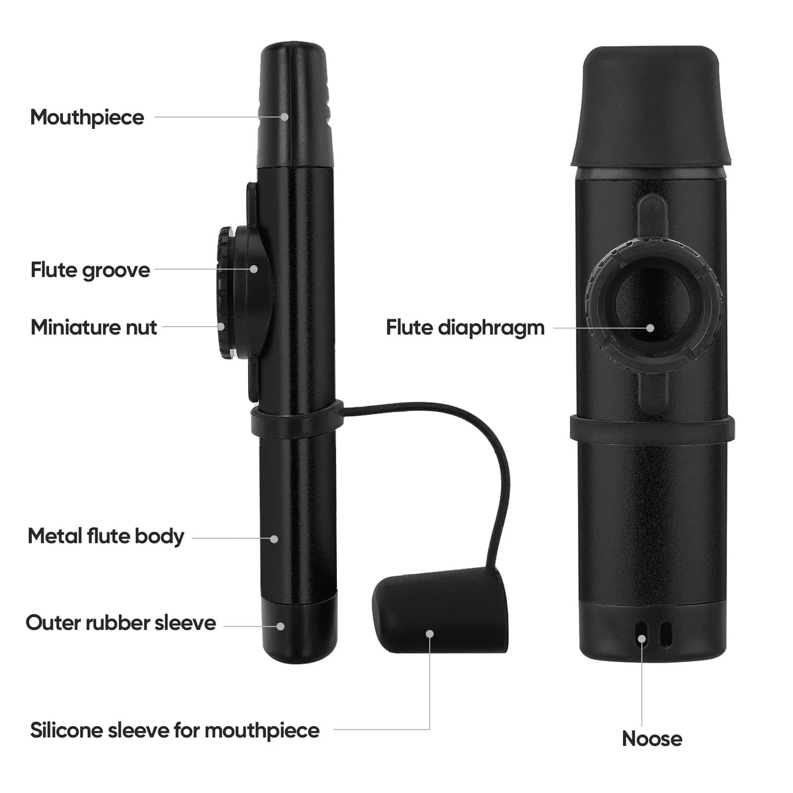 Ueteto Metal Electric Kazoo with Pickup (Tenor, Electric Black) | Professional Grade Instrument - view 3