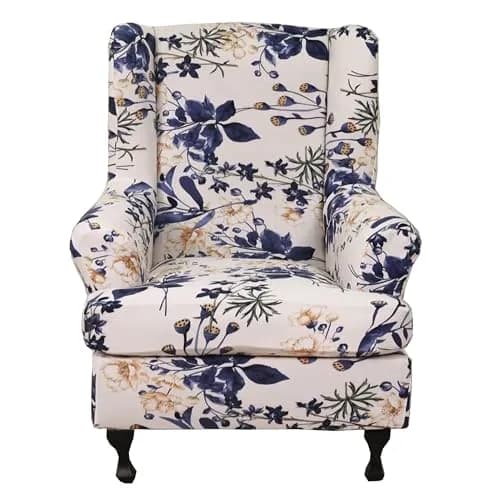 CRFATOP Wingback Chair Covers 2-Piece Set | Stretch Floral Armchair Slipcovers for Living Room thumbnail 1