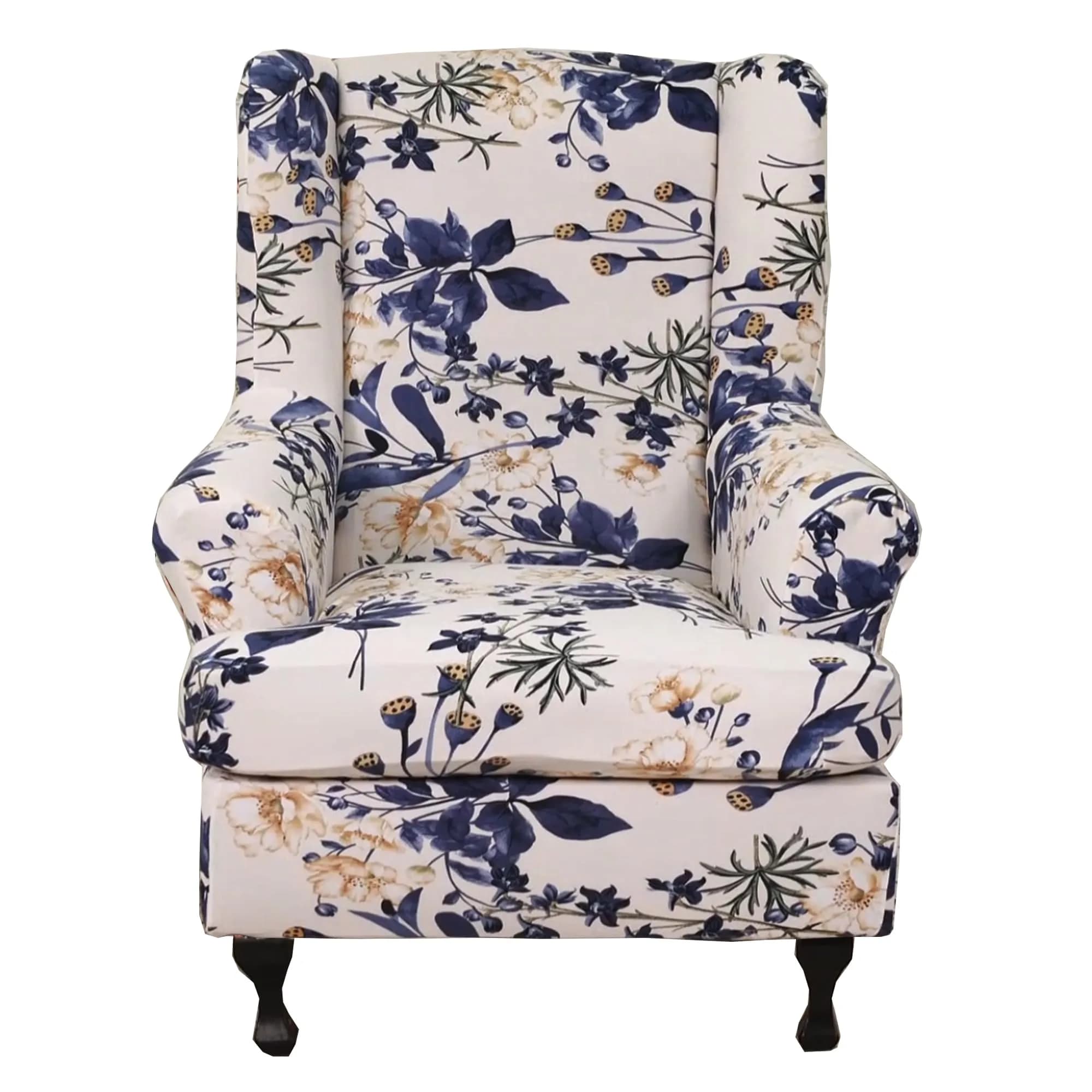 CRFATOP Wingback Chair Covers 2-Piece Set | Stretch Floral Armchair Slipcovers for Living Room - main product image
