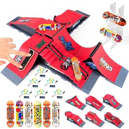 RNGODO Finger Skateboard Ramps Set, 6 in 1 Skatepark Deck for Training, Kids & Adults | Complete Mini Skate Toy thumbnail 1