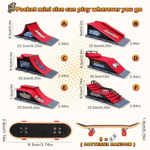 RNGODO Finger Skateboard Ramps Set, 6 in 1 Skatepark Deck for Training, Kids & Adults | Complete Mini Skate Toy thumbnail 2