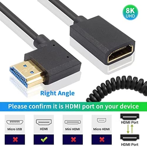 Duttek 8K HDMI Extender Cable 1.2M | Ultra Thin 48Gbps Coiled HDMI 2.1 Cable, Compatible with MacBook Pro, PS5, Xbox Series X thumbnail 3