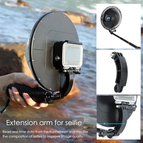 YALLSAME Underwater Dome Port for GoPro Hero 13 12 11 10 9 Black with Floating Hand Grip & Shutter Lever | 45m (147ft) Depth Rated thumbnail 7