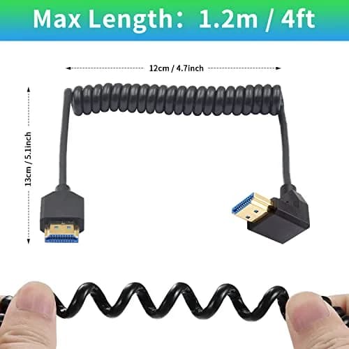 Duttek 8K HDMI Coiled Cable 1.2m (4ft) | Down Angled Male-to-Male, 48Gbps High Speed for 4K@120Hz/8K@60Hz thumbnail 3