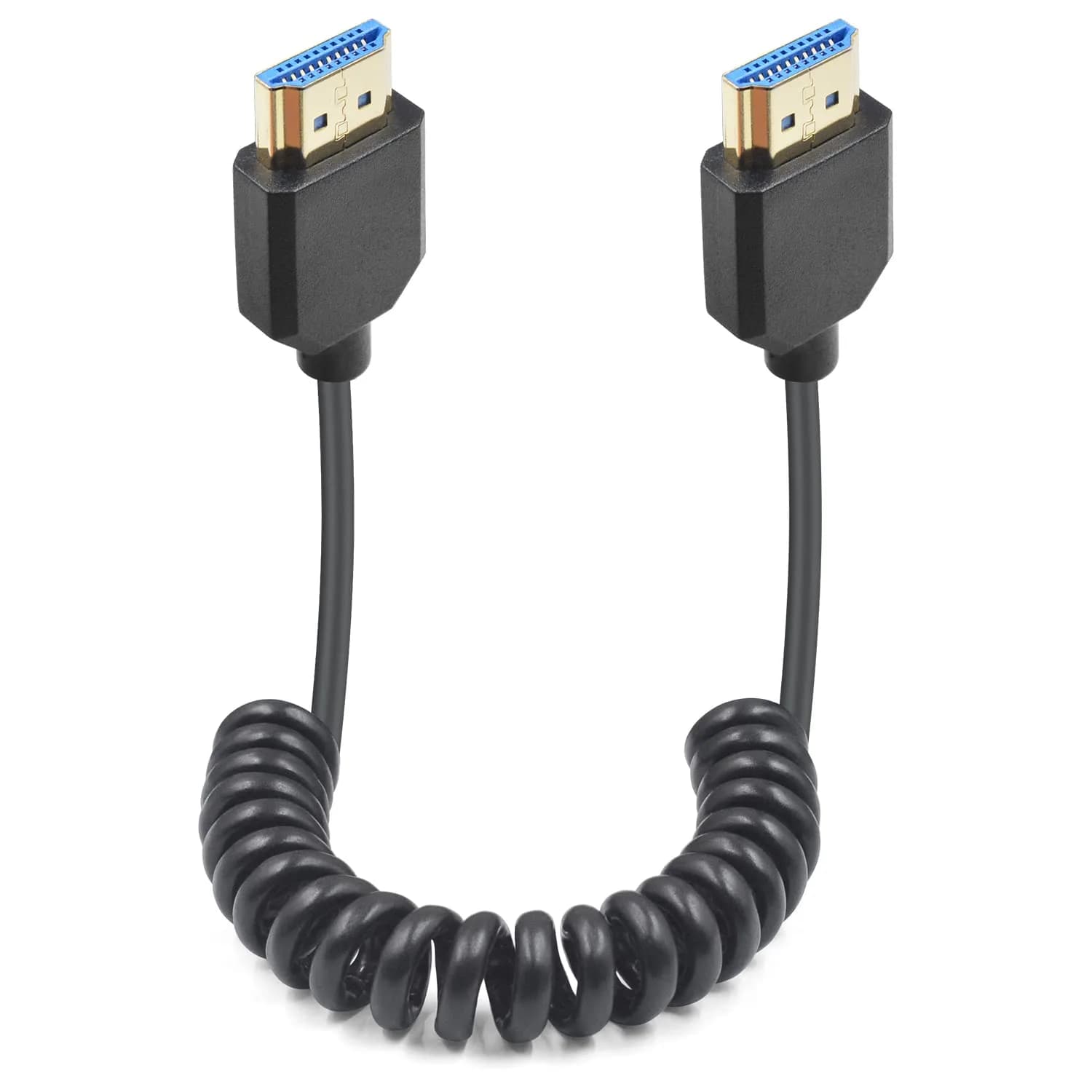 Duttek 8K HDMI Coiled Cable 1.2m (4 ft) | Ultra Thin Retractable HDMI 2.1 Cable for PS5, Xbox Series X/S, RTX 4080, ATOMOS Ninja V — 8K Coiled HDMI Cable