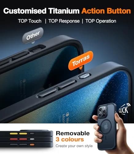 TORRAS Magnetic Shockproof Case for iPhone 14 Pro Max | Translucent Black, 6.7 inch thumbnail 7