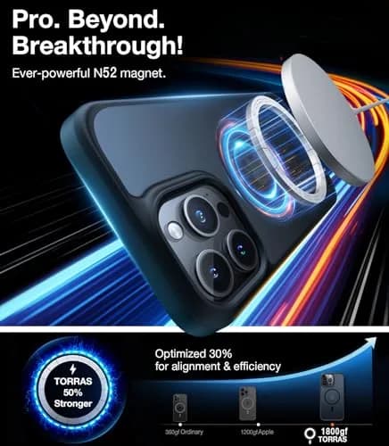 TORRAS Magnetic Shockproof Case for iPhone 14 Pro Max | Translucent Black, 6.7 inch thumbnail 2