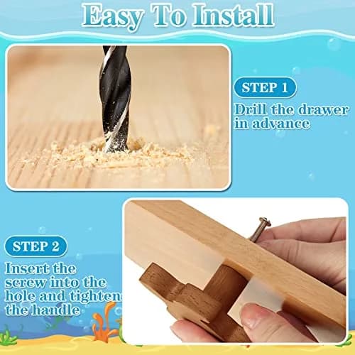 Qunclay Wooden Animal Dresser Knob Drawer Pull Sea Animal | Unfinished, 6 Sets for DIY Decor thumbnail 3