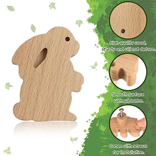 Qunclay Wooden Animal Dresser Knob Forest Animal | Cute Handcrafted Drawer Pulls for Furniture thumbnail 4