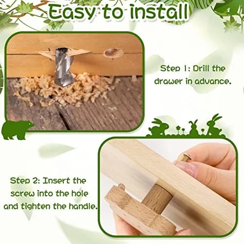 Qunclay Wooden Animal Dresser Knob Forest Animal | Cute Handcrafted Drawer Pulls for Furniture thumbnail 3