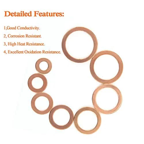 HELIFOUNER M16x22x1.5mm Copper Washers 50 Pieces | Sealing & High Heat Resistance thumbnail 4