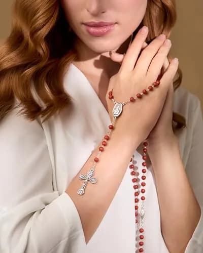 Mondo Cattolico Rose Scented Rosary Necklace 64 cm (25.2 in) | Vatican Blessed Beads thumbnail 2