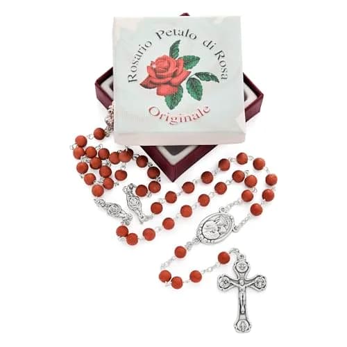 Mondo Cattolico Rose Scented Rosary Necklace 64 cm (25.2 in) | Vatican Blessed Beads thumbnail 3