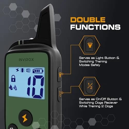 INVIROX Dog Training Collar with Remote, 123 Levels, 1100ft Range, IP67 Waterproof, Green Spark thumbnail 6