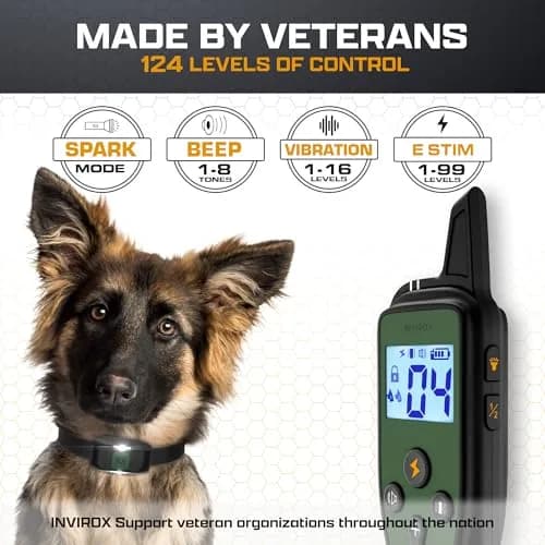 INVIROX Dog Training Collar with Remote, 123 Levels, 1100ft Range, IP67 Waterproof, Green Spark thumbnail 2