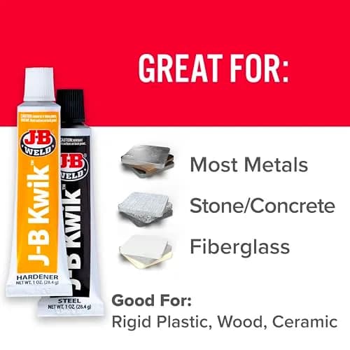 J-B Weld KwikWeld Steel Reinforced Epoxy 2 oz (59 ml) | Fast-Setting Metal Repair Adhesive thumbnail 4