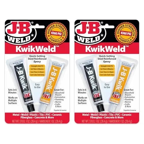 J-B Weld KwikWeld Steel Reinforced Epoxy 2 oz (59 ml) | Fast-Setting Metal Repair Adhesive thumbnail 1