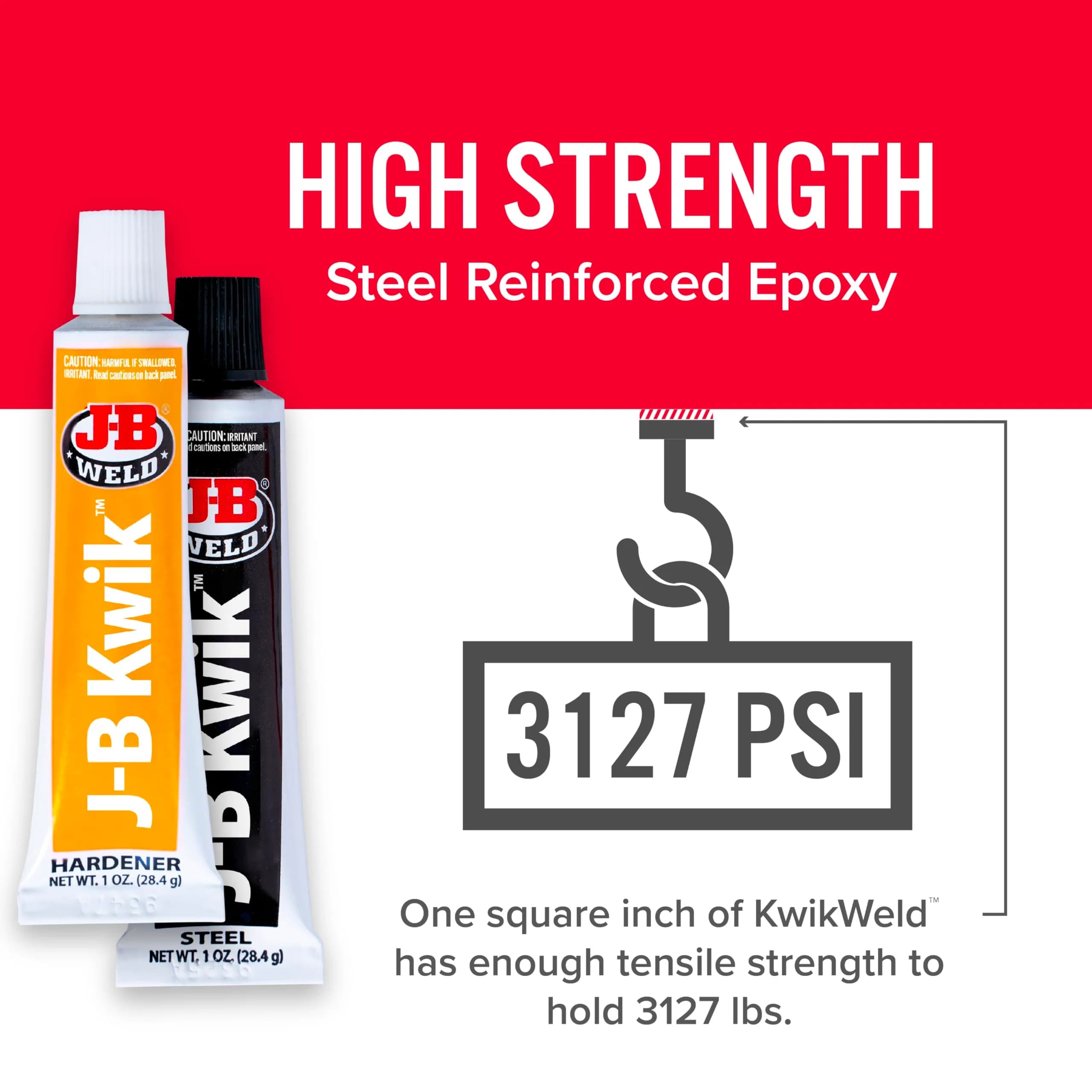 J-B Weld KwikWeld Steel Reinforced Epoxy 2 oz (59 ml) | Fast-Setting Metal Repair Adhesive - view 3
