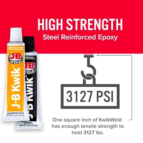 J-B Weld KwikWeld Steel Reinforced Epoxy 2 oz (59 ml) | Fast-Setting Metal Repair Adhesive thumbnail 3