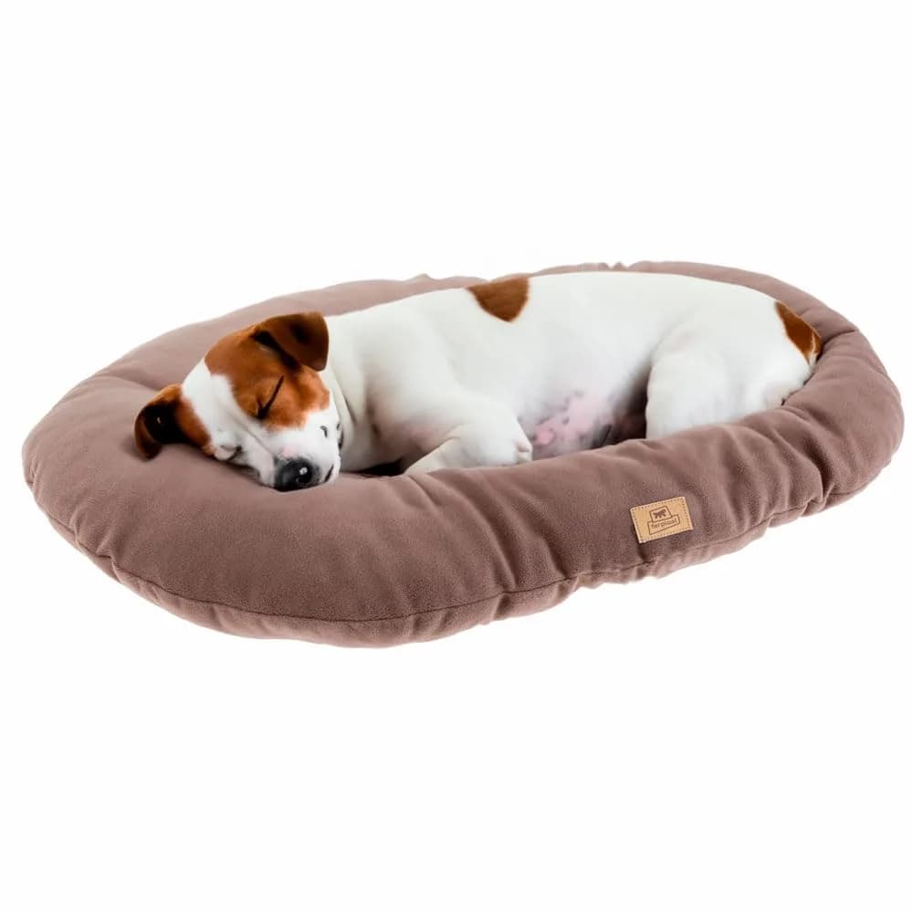 Ferplast Relax Microfleece Dog Bed 65 | Soft Washable Cushion for Cats & Dogs — Taupe